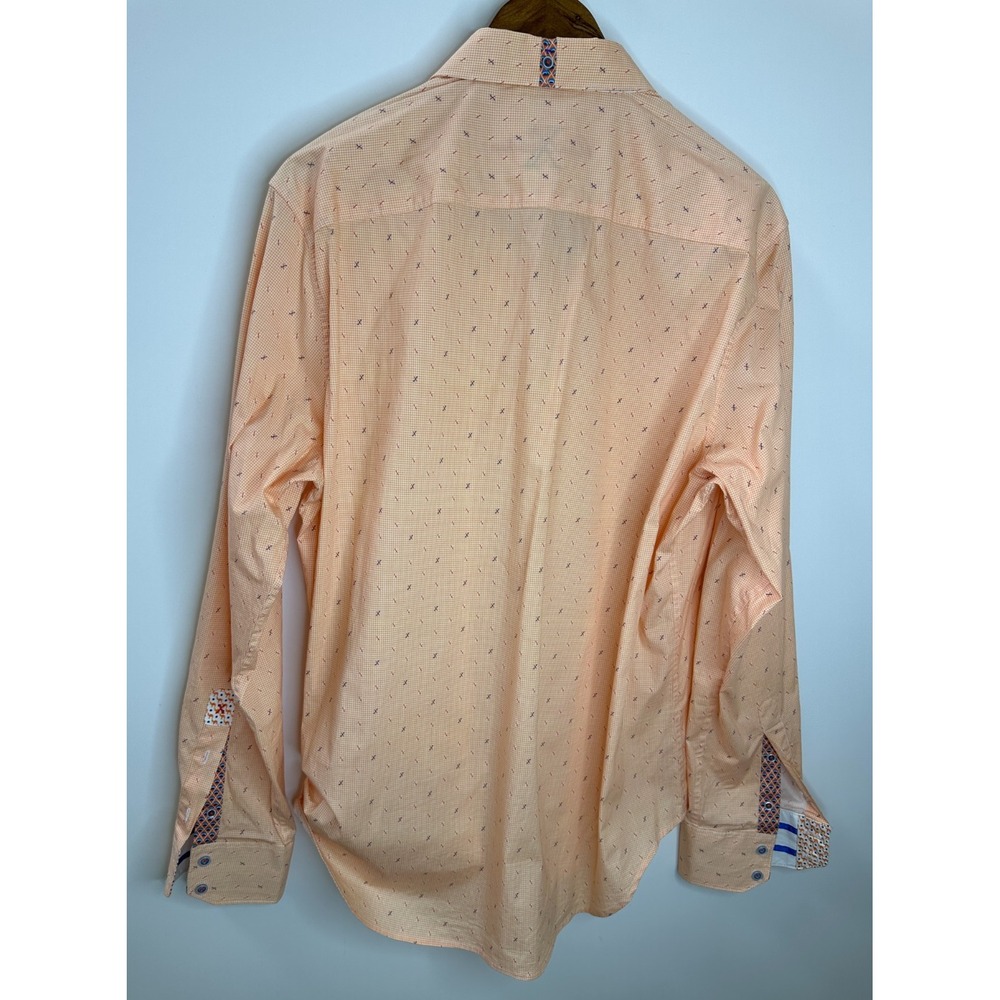 Robert Graham X Collection Orange Geometric Print Shirt XL Button LS Flip Cuff - Picture 13 of 16